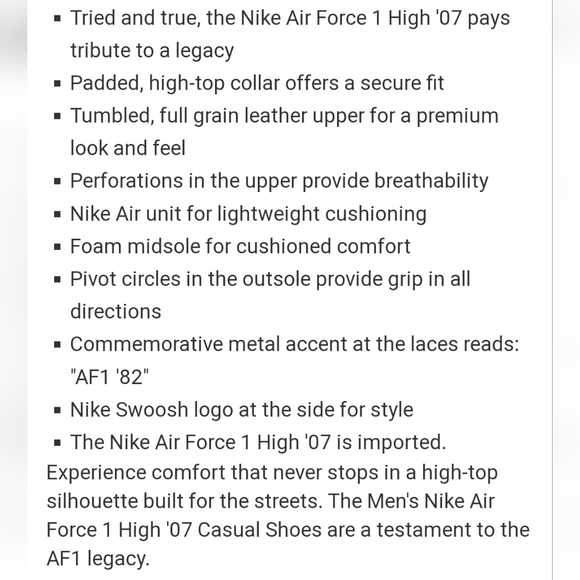 Men's Nike Af1 High Top '07 Sneakers - Picture 9 of 9